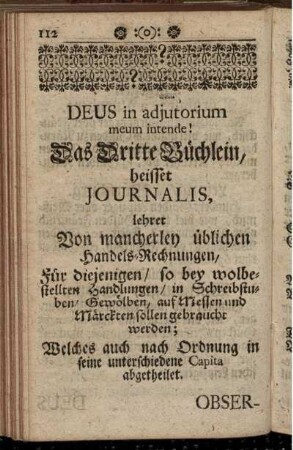 Das Dritte Büchlein, heisset Journalis.