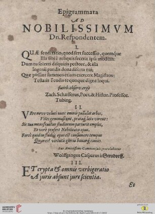 Epigrammata ad nobilissimum Dn.Respondentem