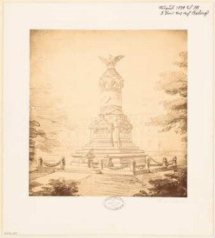 Gefallenendenkmal, Mühlhausen Monatskonkurrenz August 1878: Perspektivische Ansicht
