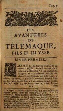 Les Avantures de Telemaque, Fils D'Ulysse