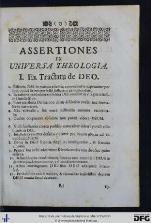 Assertiones Ex Universa Theologia.