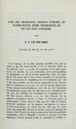 Over het meetkundig verband tusschen de wortelpunten eener vergelijking en die van hare afgeleide. [Fortsetzung]