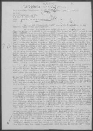Feldstetten: Visitationsbericht mit Pfarrbericht 1955