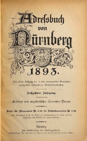 Adreßbuch von Nürnberg. 1893 = Jg. 16