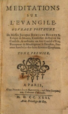 Meditations Sur L'Evangile : Ouvrage Posthume, 1