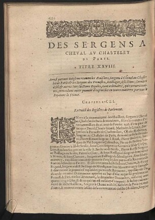 Des sergens a cheval au chastelet de Paris. Titre XXVIII.