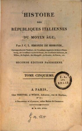 Histoire des républiques italiennes du moyen âge, 5