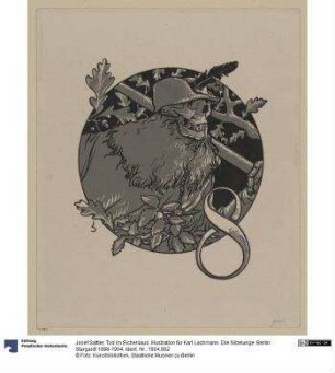 Tod im Eichenlaub. Illustration für Karl Lachmann. Die Nibelunge. Berlin: Stargardt 1898-1904