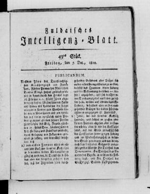 49tes Stück, Ausgabe vom 7. Dec. 1810