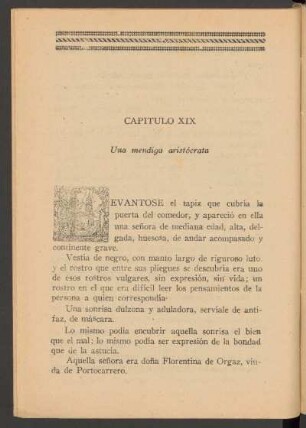 Capítulo XIX - Una mendiga aristócrata