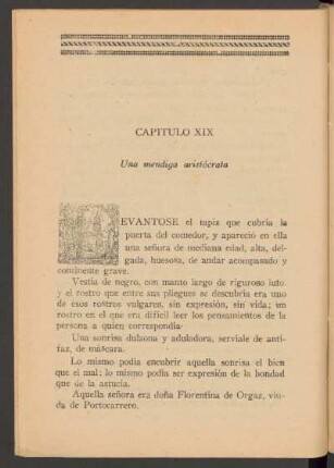 Capítulo XIX - Una mendiga aristócrata