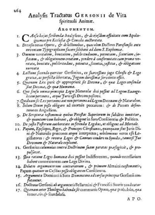 Analysis Tractatus Gersonii de Vita spirituali Animæ.