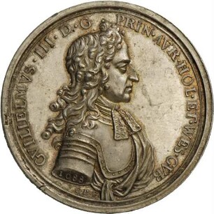 Medaille von George Bower auf die Ankunft Wilhelms III. von Oranien in England, 1688