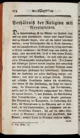 Verhältniß der Religion mit Revolution.
