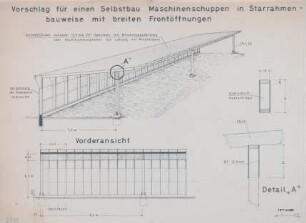 Vorschlag für einen Selbstbau Maschinenschuppen in Starrahmenbauweise mit breiten Frontöffnungen