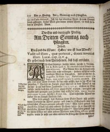 Die Ein und viertzigste Predig. Am Dritten Sonntag nach Pfingsten. - Die Fünff und Viertzigste Predig. Am Siebenden Sonntag nach Pfingsten.