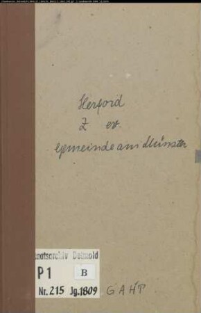 Zivilstandsregister der evangelischen Münstergemeinde Herford, Kreis Herford (GAHT 1809). (Gemeinde: Evangelische Münstergemeinde Herford)