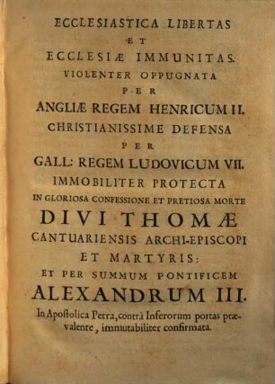 Epistolae et vita divi Thomae martyr. et archiepisc. Cantuariensis