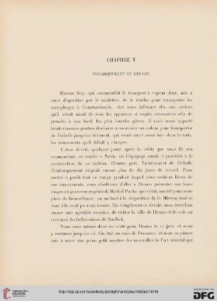 Chapitre V: Embarquement et départ