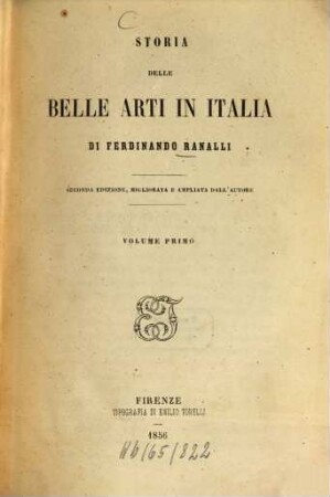 Storia delle belle arti in Italia, 1