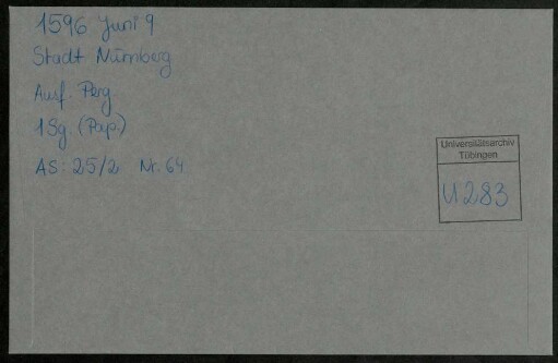 Archivumschlag mit Signatur