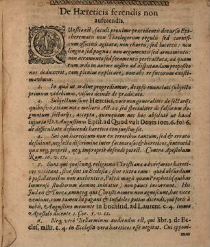 Disp. de haereticis ferendis, non auferendis