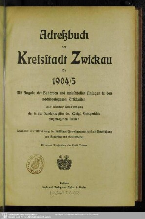 1904/05(1904): Adreßbuch der Kreisstadt Zwickau