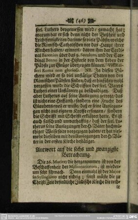 Antwort auf die sechs und zwanzigste Betrachtung