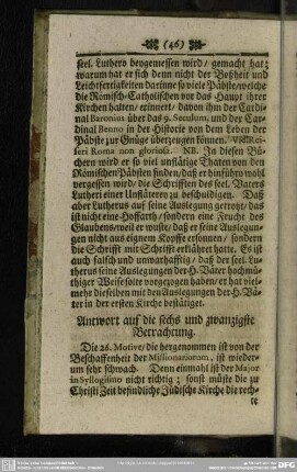 Antwort auf die sechs und zwanzigste Betrachtung