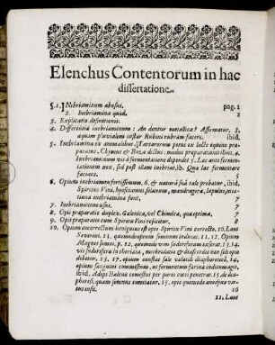 Elenchus Contentorum in hac dissertatione.
