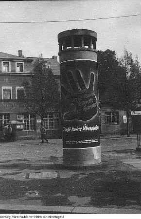 Handelsorganisation (HO). Plakat gegen Schwarzhandel, Verkaufsstellen, 1949