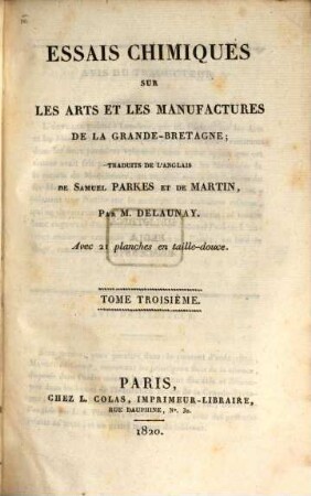 Essais chimiques sur les arts et les manufactures de la Grand-Bretagne, 3