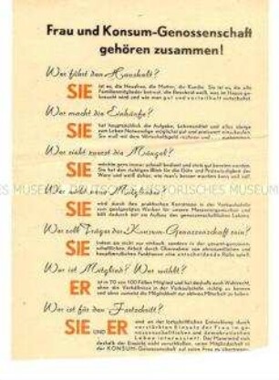 Werbeblatt der Konsumgenossenschaft