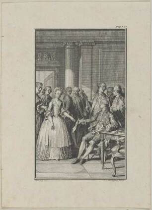Ludwig XVI mit seinem Hofstaat