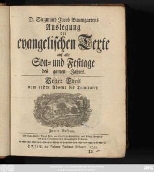Erster Theil: Vom ersten Advent bis Trinitatis