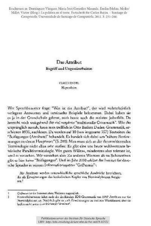 Das Attribut. Begriff und Ungereimtheiten