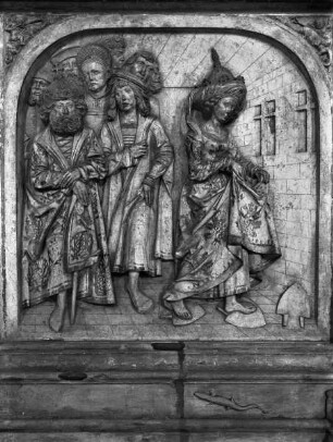 Grabmal für Kaiser Heinrich II. und Kaiserin Kunigunde — Linkes Relief der nördlichen Längsseite: Das Gottesurteil