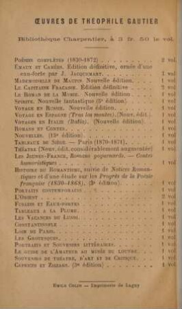 Ouevres de Theophile Gautier