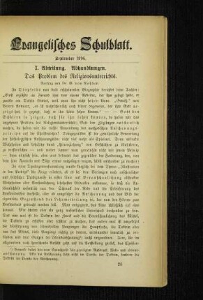 ¬Das¬ Problem des Religionsunterrichts : Vortrag