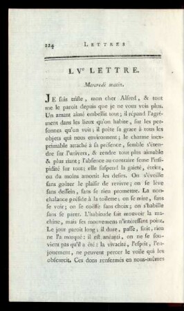LVe Lettre. Mercredi matin.