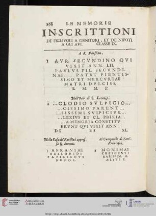 Inscrittioni de Figlivoli a Genitori, et de Nipoti a gli Avi