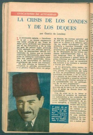 La crisis de los condes y de los duques : Evocaciones de actualidad