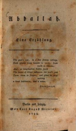 Abdallah : Eine Erzählung
