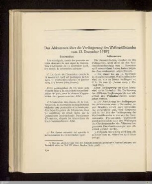 Das Abkommen über die Verlängerung des Waffenstillstandes vom 13. Dezember 1918