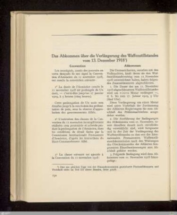 Das Abkommen über die Verlängerung des Waffenstillstandes vom 13. Dezember 1918