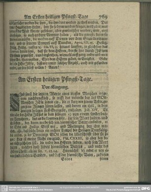 Am Ersten heiligen Pfingst-Tage
