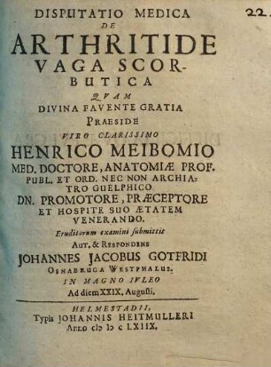 Disputatio medica de arthritide vaga scorbutica