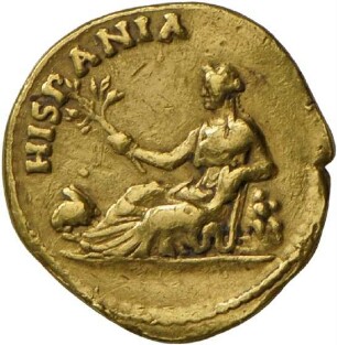 Aureus des Hadrian mit Darstellung der Hispania