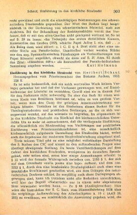 503-505 [Rezension] Schauf, Heribert, Einführung in das Kirchliche Strafrecht