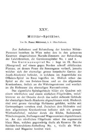 XXV. Militär-Spitäler.